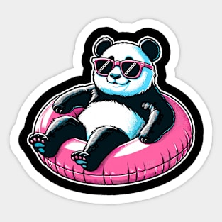 Pool Party Panda in Sunglasses on a Pink Float Funny Pool Panda Sticker